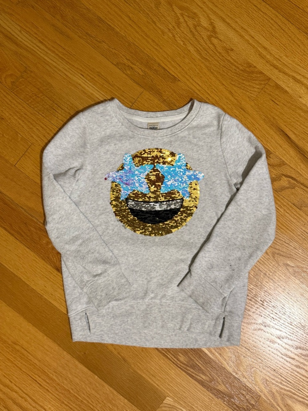 OshKosh Light Gray Reversible Sequin Emoji Sweatshirt Sz 7